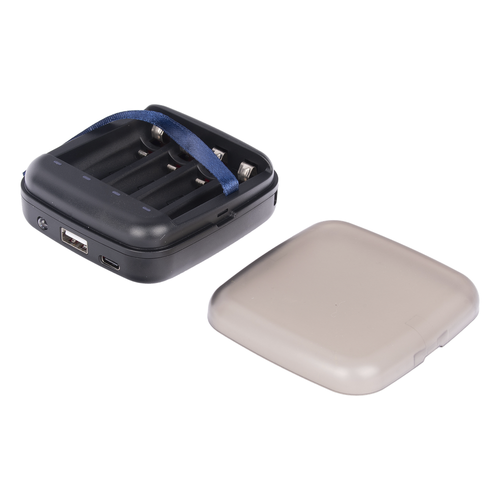 Power bank y Cargador para baterías 2 en 1, carga individual y/o simultánea hasta 4 baterías, (AA y AAA, Ni-MH y Li-Ion)