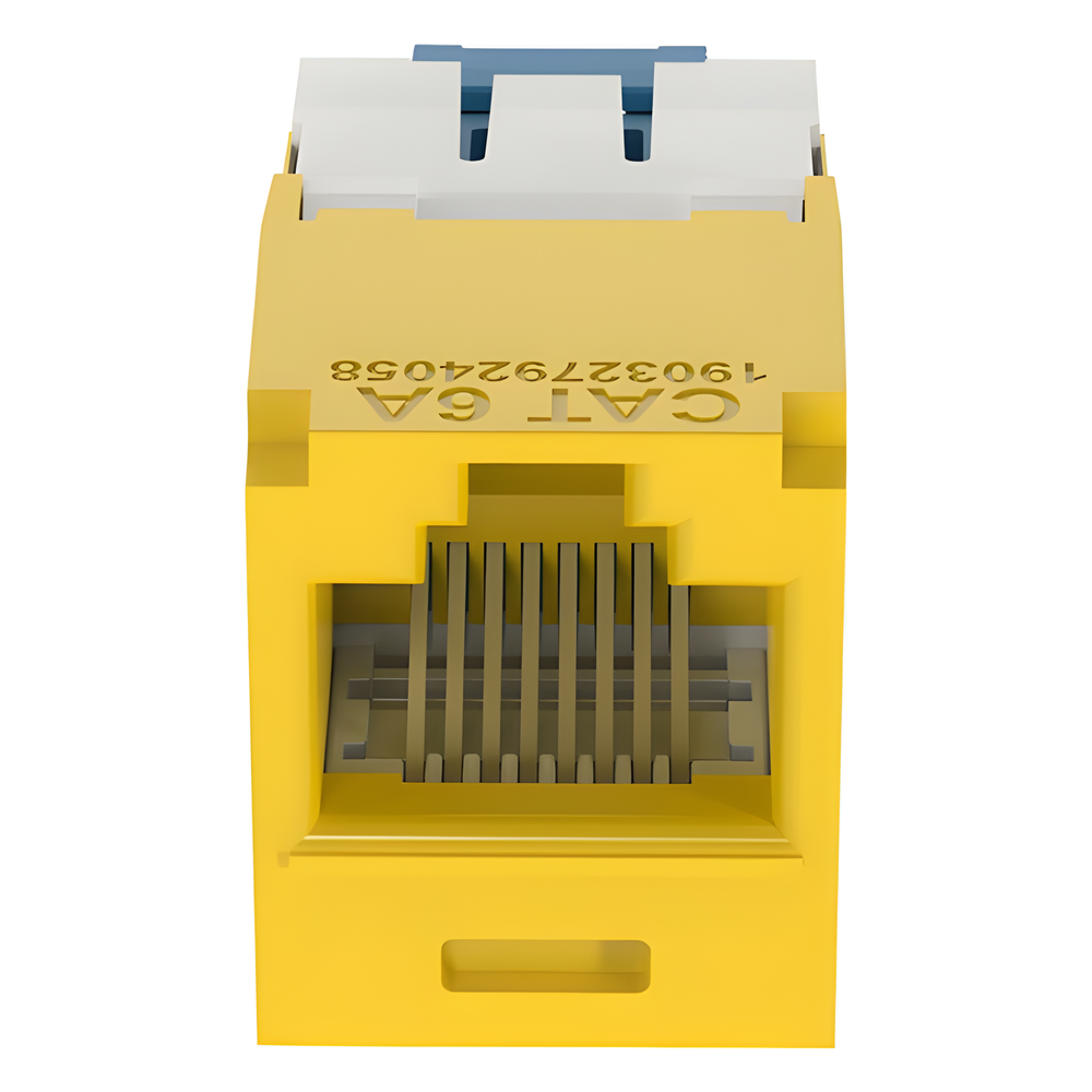 Conector Jack RJ45 Estilo TG, Mini-Com, Categoría 6A, de 8 Posiciones y 8 Cables, Color Amarillo