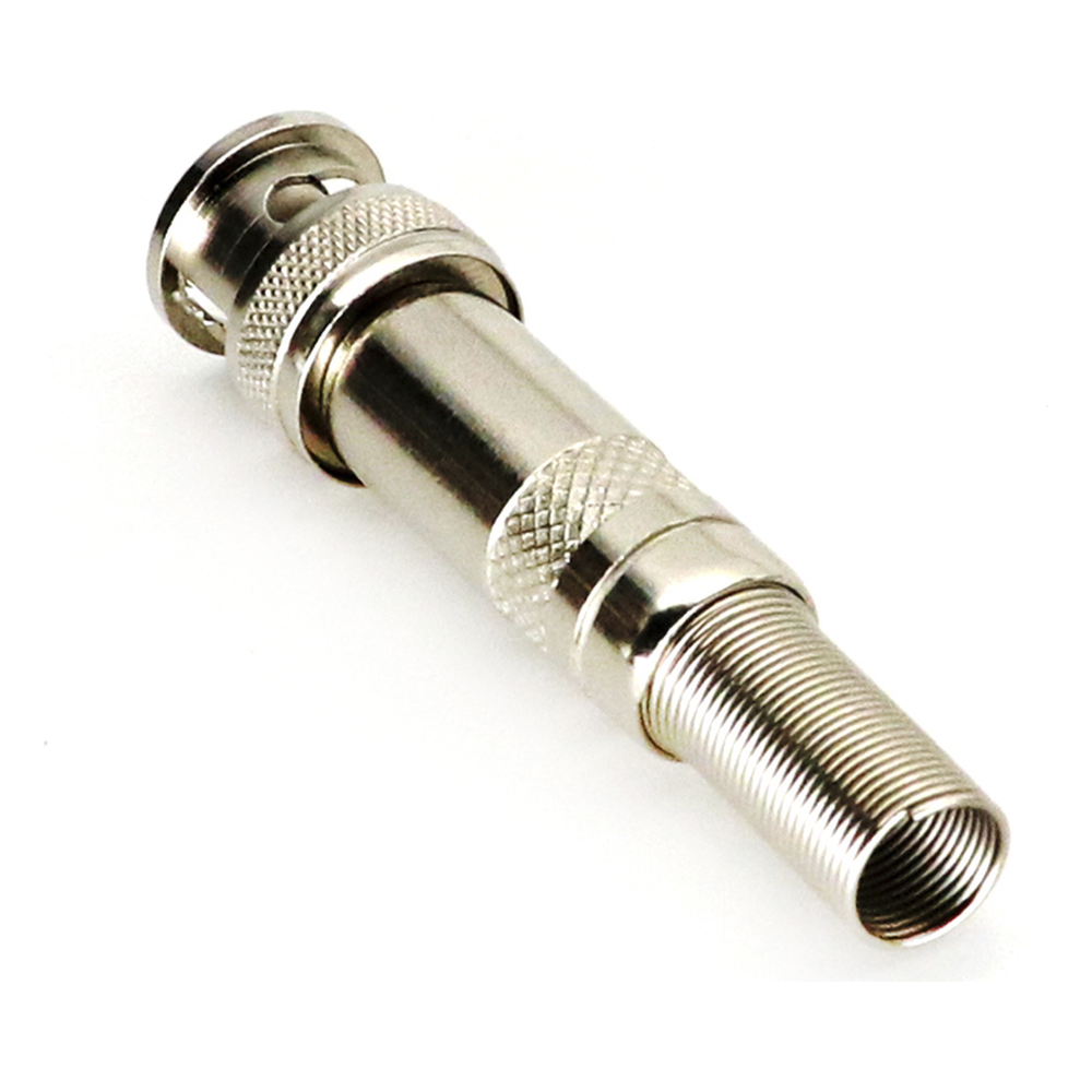 Conector BNC macho de 75 Ohm, con base de resorte para montar a presión cable coaxial RG-59/ Níquel/ Oro/ Teflón