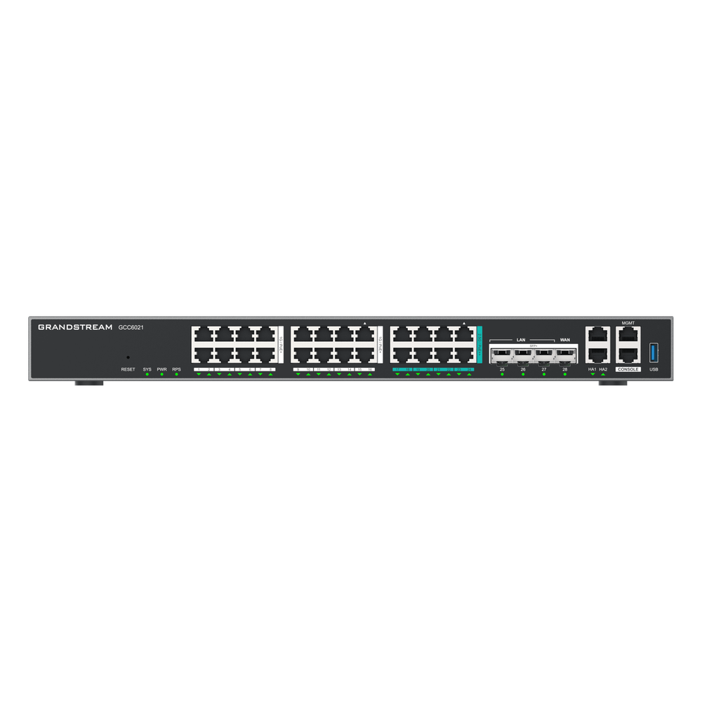 Router Todo-en-Uno GCC6021 con PBX de 50 Extensiones + Firewall + VPN + Switch de 16 Puertos GbE + 4x SFP+ 10 GbE y 8x 2.5 GbE / Gestión en la Nube