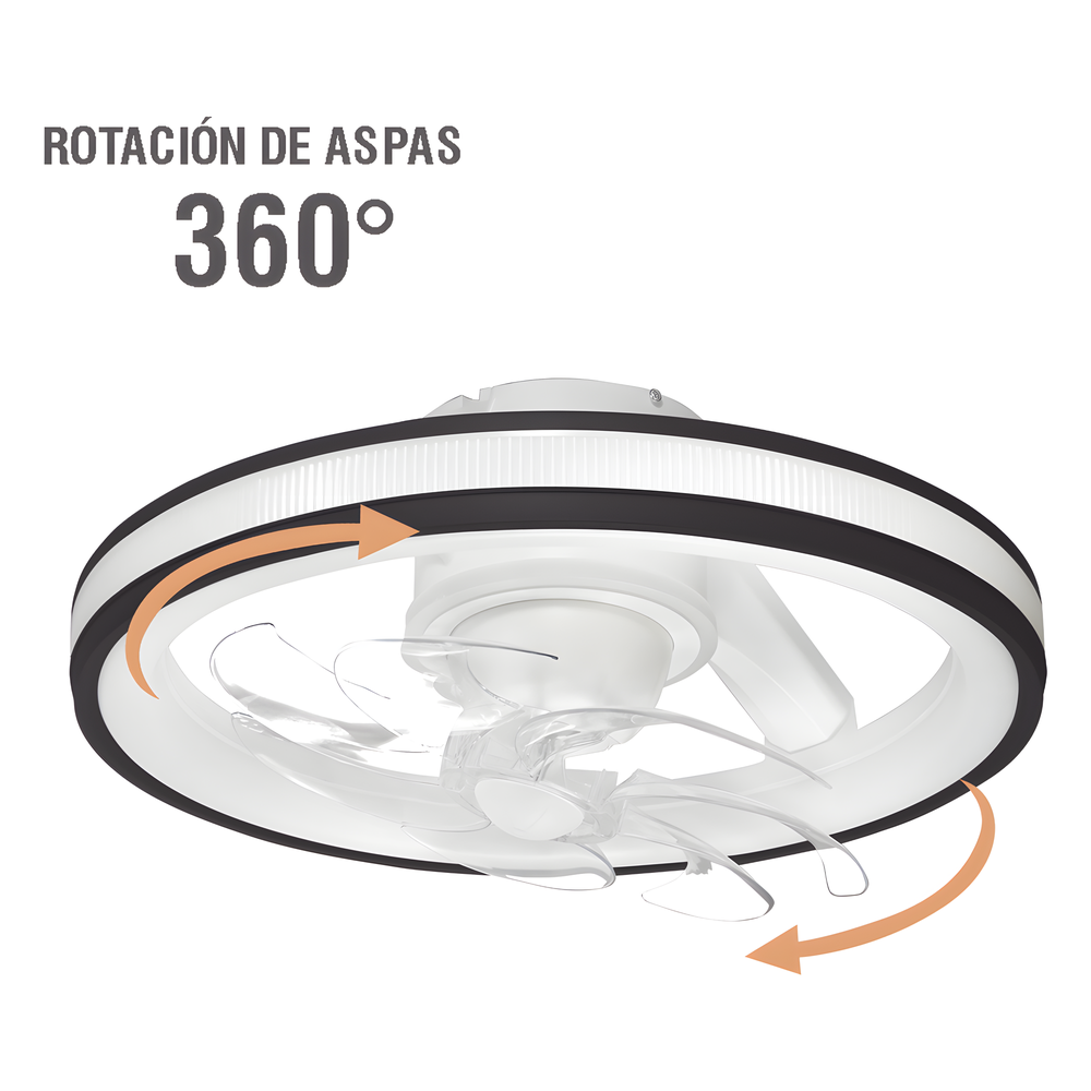 Ventilador de Techo con Luminario LED de 110 V CA 50/60 Hz / 88 W /4500 Lm / 6500 - 4 000 - 2 700 K /3 Tonos de Luz / 501 mm / 6 Velocidades