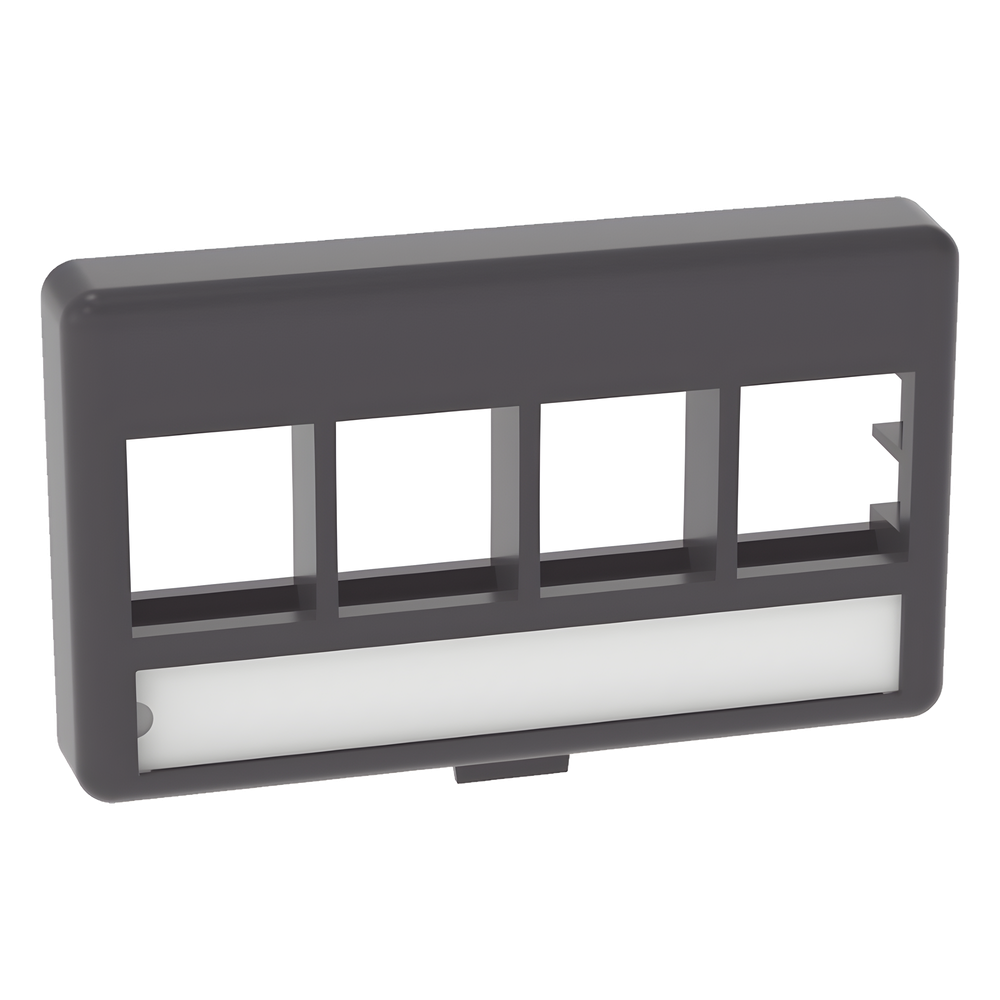 Placa de Mobiliario Modular Estándar, Salidas Para 4 Puertos Keystone, Color Negro