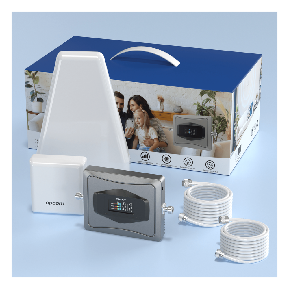 Kit Amplificador de Señal Celular 4G / Mejora las llamadas convencionales y VoLTE / Soporta los datos de las tecnologías 2G, 3G y 4G de TELCEL, AT&T