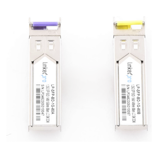Transceptores Ópticos Bidireccionales SFP (Mini-Gbic) / Monomodo 1490 & 1550 nm / 1.25 Gbps / 1000BASE-BX / Conector LC/UPC Simplex / DDM / Hasta 80