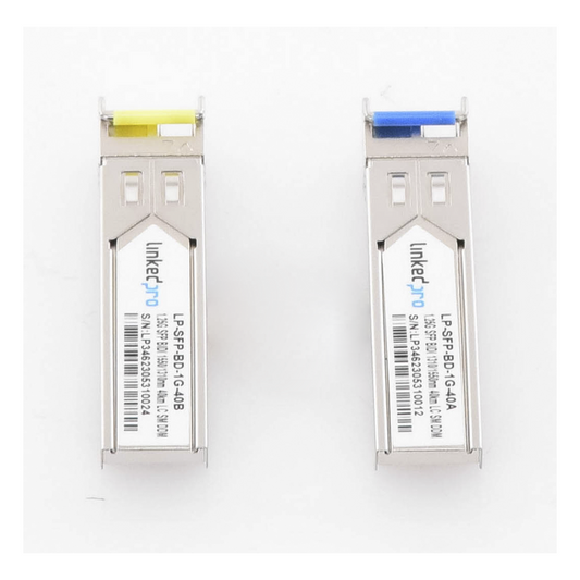 Transceptores Ópticos Bidireccionales SFP (Mini-Gbic) / Monomodo 1310 & 1550 nm / 1.25 Gbps / 1000BASE-BX / Conector LC/UPC Simplex / DDM / Hasta 40