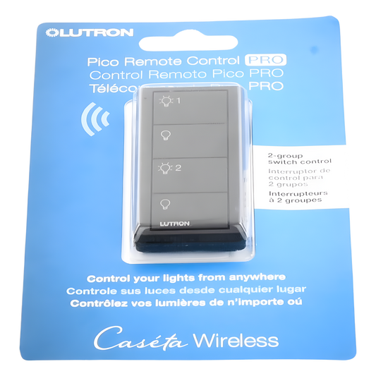 Control Pico inalámbrico de 4 botones color negro para encender y apagar 2 grupos de luces, compatible con Caseta Wireless, RA2 Select, RadioRA 2 y