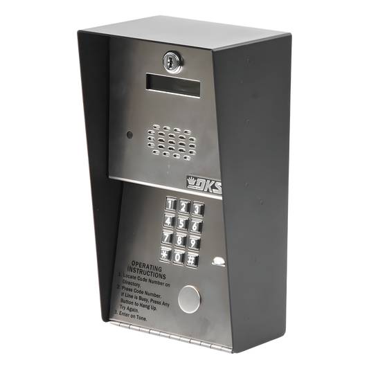 Audioportero Telefónico DKS Para 600 números Telefónicos / Control Para 2 Puertas / Gabinete Para Sobreponer/ Marcación a 16 Digitos / Linea Análoga