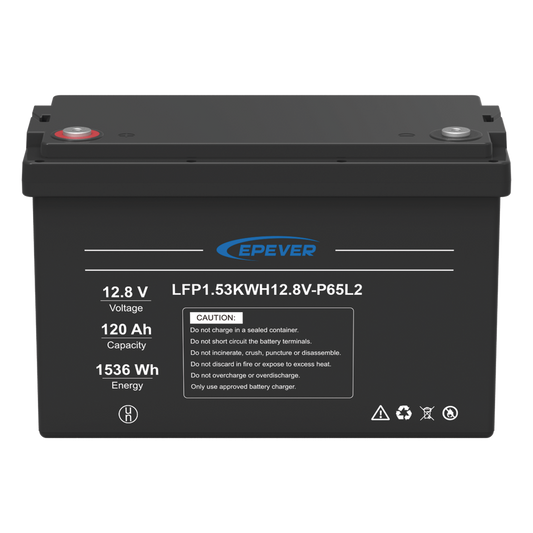 Batería de Litio LiFePO4 Ciclo Profundo / 12.8 Vcc / 120 Ah / 1.53 kWh / Exterior / Libre de Mantenimiento