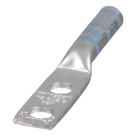 Zapata de compresión LCC6-14A-L para cal. 6 Awg, Doble barreno para tornillo prisionero de 1/4, Espaciado de orificio 16mm, 1 Pz