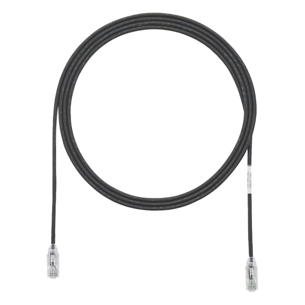 Cable de Parcheo TX6, UTP Cat6, Diámetro Reducido (28AWG), Color Negro, 0.3 Metros (1 Pie)