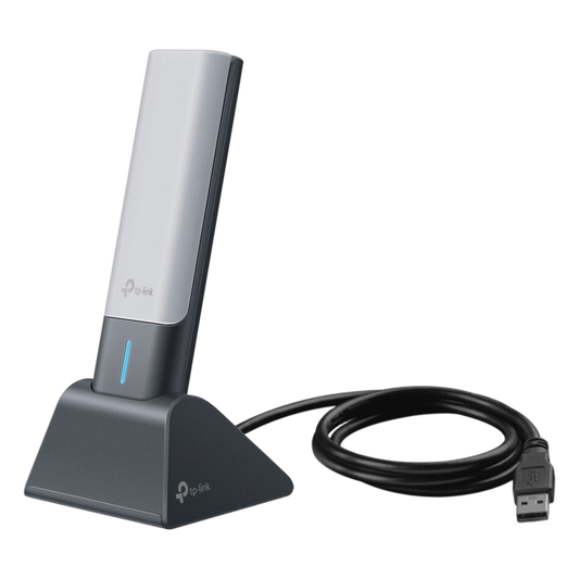Adaptador USB Wireless Wi-Fi 6 / AX3000 (2402 Mbps + 574 Mbps) / Antenas de Alta Ganancia / USB 3.0 / Baja Latencia Gaming / WPA3 / Cuna Desmontable