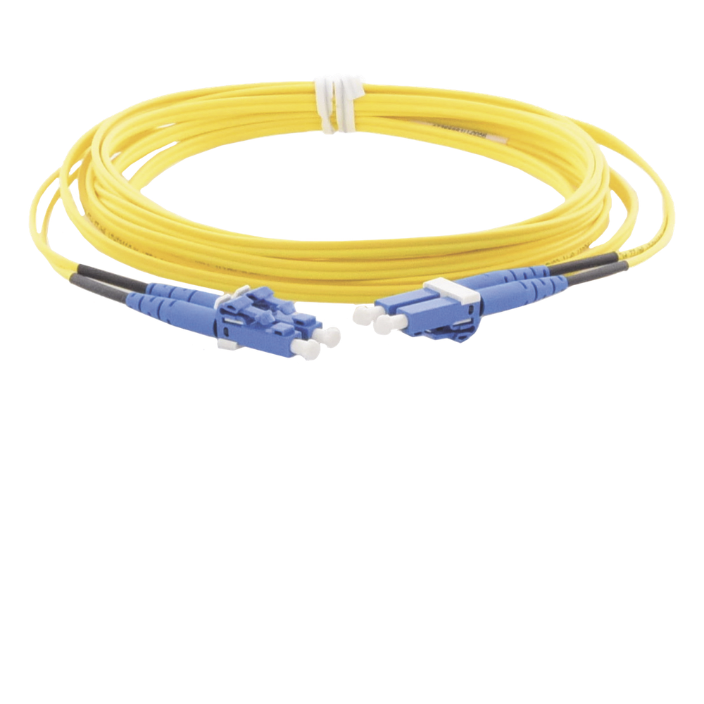 Jumper de Fibra Optica Monomodo 9/125 OS2, LC-LC Duplex, OFNR (Riser), Color Amarillo, 3 Metros (9.84 Pies)