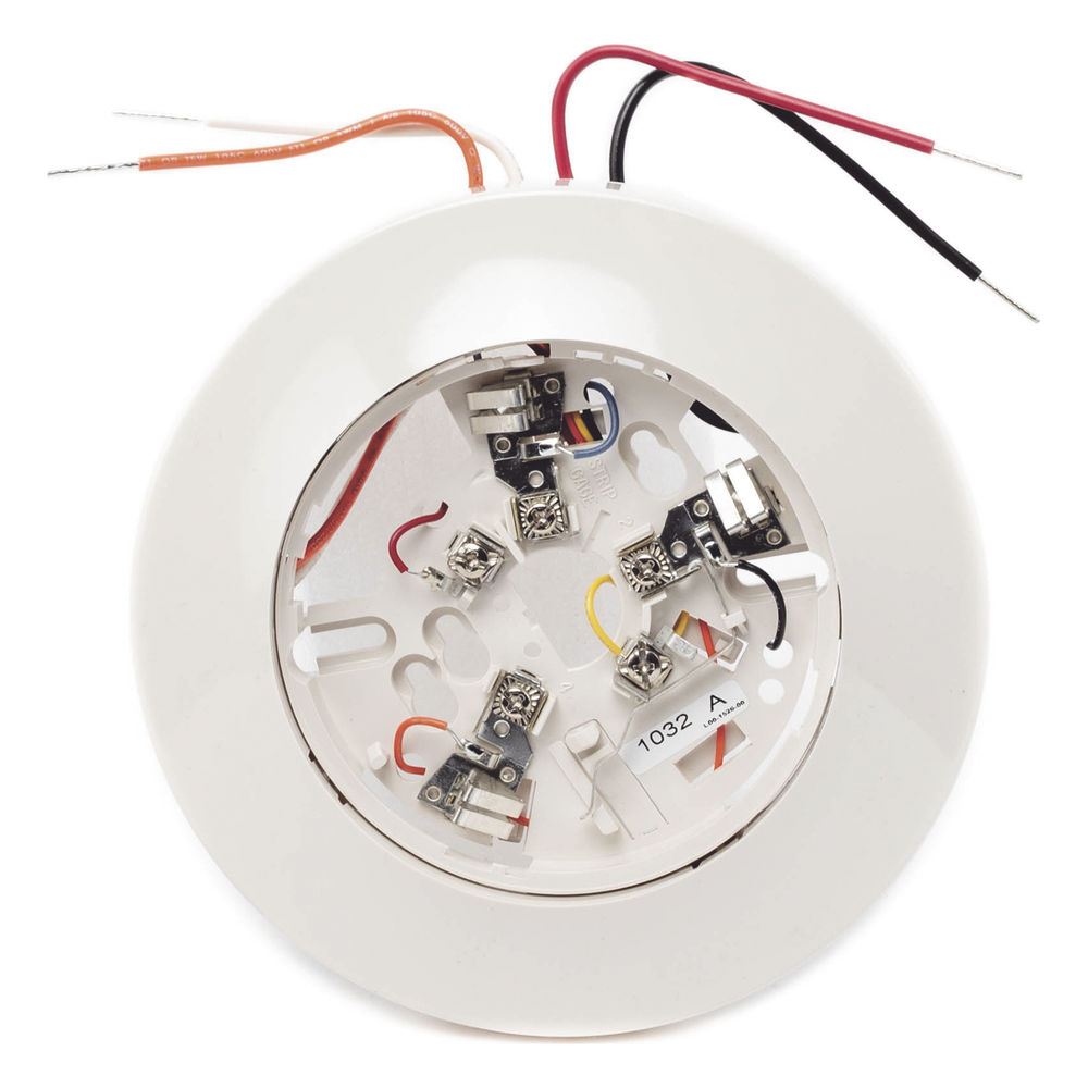 Base enchufable para detectores de humo fotoeléctrico e iónico serie 2151/1151, 4 hilos, con relé auxiliar y salida para anunciador remoto