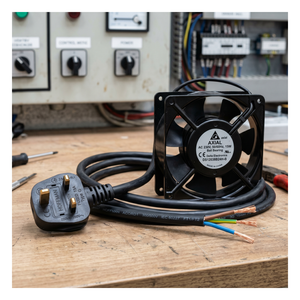 Cable de Alimentación para Ventilador / 1 Conector / 1.52 m (5 ft) / Cobre / Enchufe 3 Puntas con Tierra / Compatible con Ventiladores Compactos