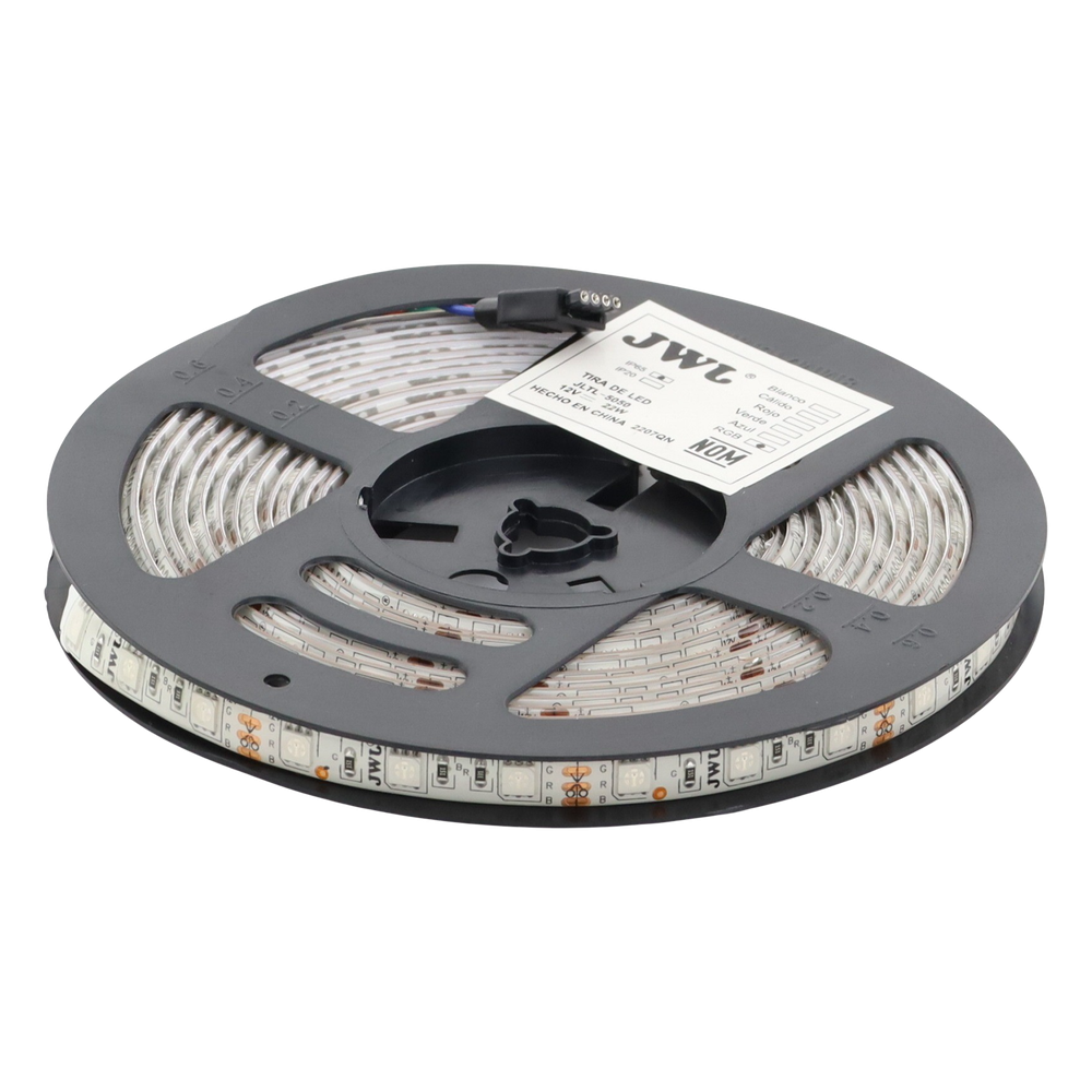 Tira Led Multicolor de 5 m / Uso Exterior / Potencia 22 W / 900 lm/ 12 V CD / Necesario transformador (No incluido).