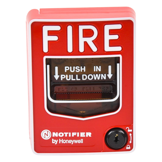 Estación manual de alarma direccionable de doble acción, con leyenda en inglés, para paneles inteligentes NOTIFIER