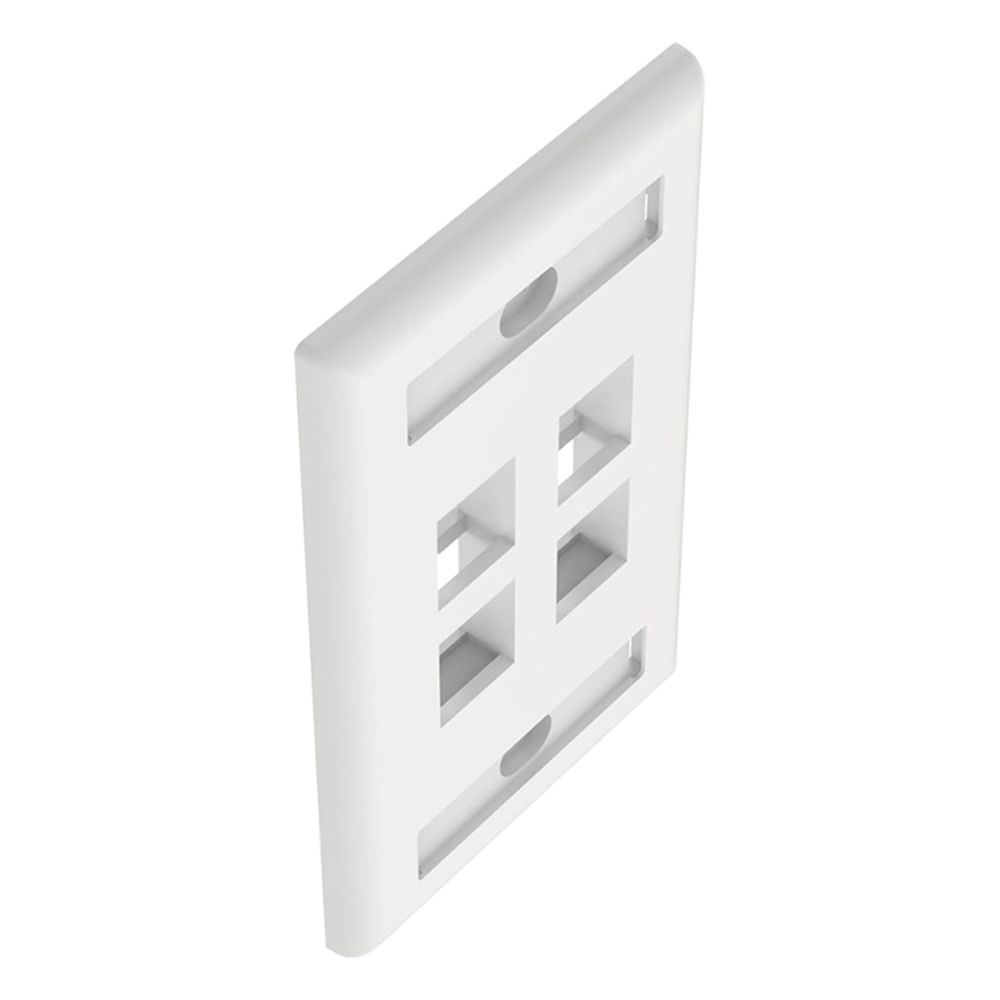 Placa de Pared Vertical, Salida Para 4 Puertos Keystone, Con Espacios Para Etiquetas, Color Blanco