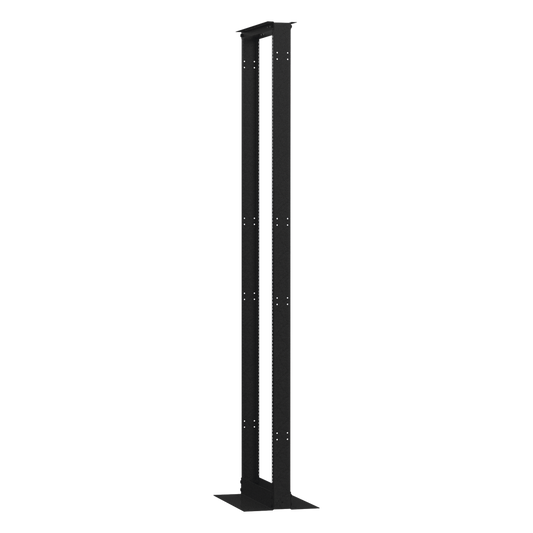 Rack de 2 Postes (Doble Perforación), Estándar 19", 45 Unidades, Fabricado en Acero, Base "L" para Anclar a Piso