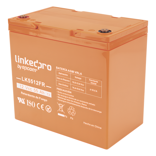 Batería de respaldo 12 V | 55 Ah | AGM | Certificada UL94-V0 Retardante a la Flama | Especial para Seguridad Electrónica | UPS | Sistemas de