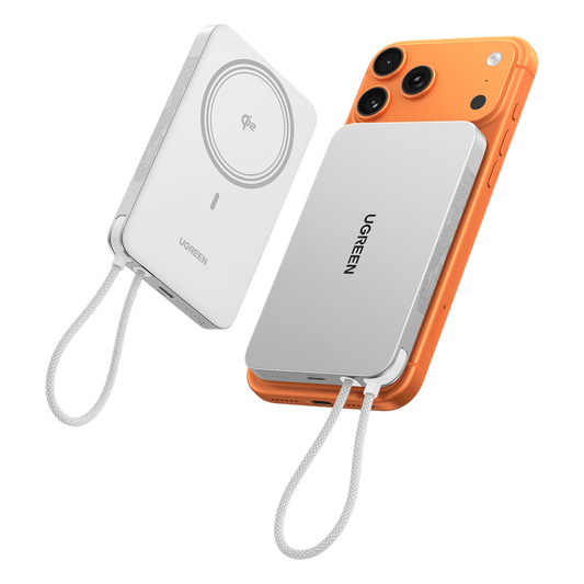 Banco de Energía Magnético Inalámbrico / 10000 mAh / 30W USB-C PD+PPS / Cable USB-C Integrado 30W / Carga Inalámbrica Magnética 15W / Doble Celda