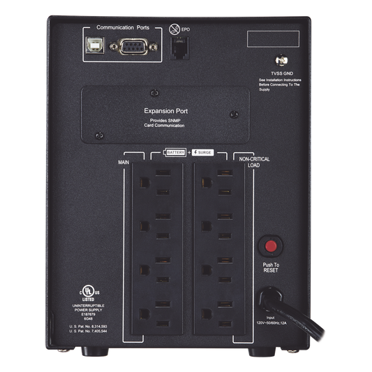 UPS de 1500 VA/1500 W, Topología Línea Interactiva, Entrada 120 Vca NEMA 5-15P, Onda Senoidal Pura, Mini Torre, Con 8 Tomas NEMA 5-15R