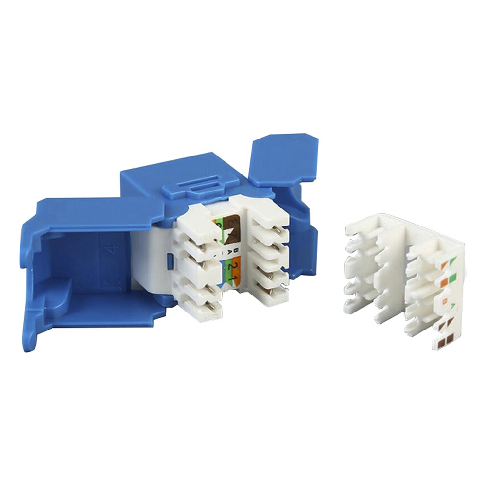 Módulo Jack Keystone Cat6A (Toolless), con Terminación en Ángulo 180 - Color Azul, Compatible con Faceplate y Patchpanel Linkedpro