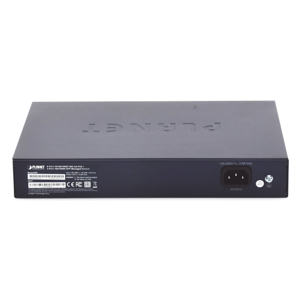 Switch Administrable Capa 2, 8 Puertos PoE 802.3af/at Gigabit, 140 W Max, 2 Puertos SFP, Modo Extendido Hasta 250 m, Soporta Administración en Nube
