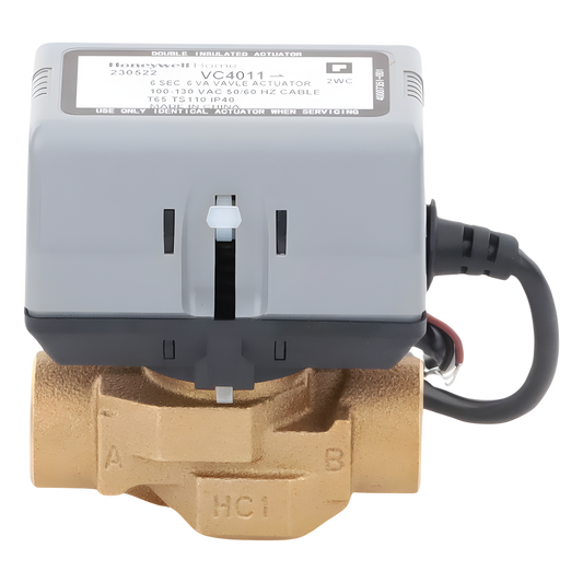 Válvula motorizada de 2 vías con actuador integrado, conexión BSPT de 3/4 pulgada, control on/off, 100-130 VCA