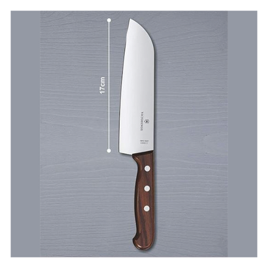 Cuchillo Santoku Wood de 17 cm, Filo con Corte Recto, Estilo Japonés