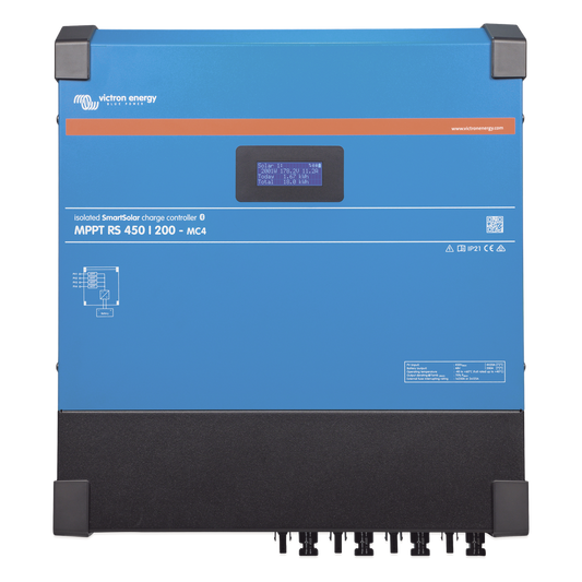 SmartSolar MPPT RS 450/100-MC4. Controlador Solar MPPT 100A, Voltaje: 48 Vcc. Para uso con Inv. Cargadores Victron
