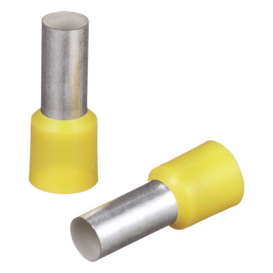 Ferrule Aislado Para Cables 4 AWG, PIN de 16 mm de Longitud, Mango Color Amarillo, Paquete de 50pz