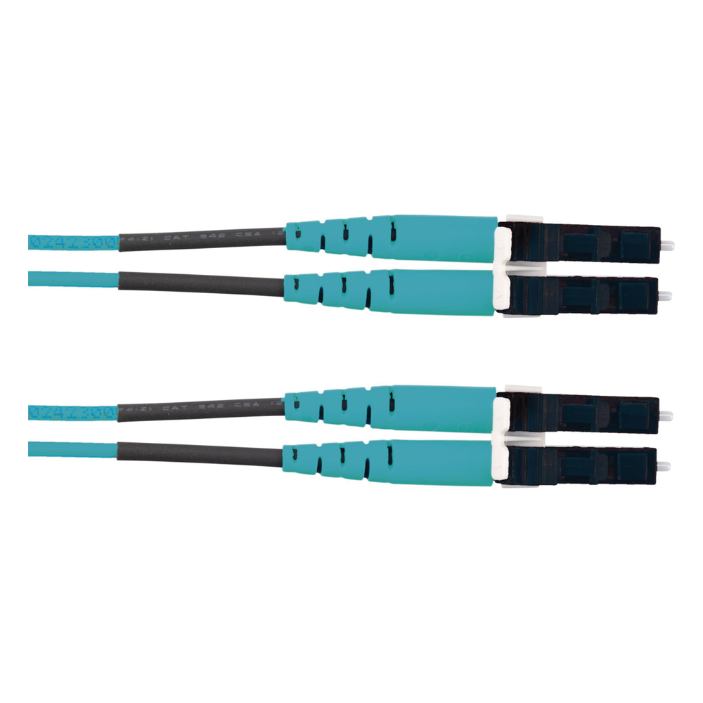 Jumper de Fibra Optica Multimodo 50/125 OM3, LC-LC Duplex, LSZH (Cero Halógenos), Color Aqua, 3 Metros (9.84 Pies)