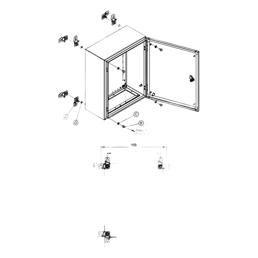 Soporte de Montaje en Pared para Gabinetes NEMA / Brackets Externos AW / Acero Suave Zincado 3 mm / 36x76x21 mm (1.42x2.99x0.83 in) / Incluye 4