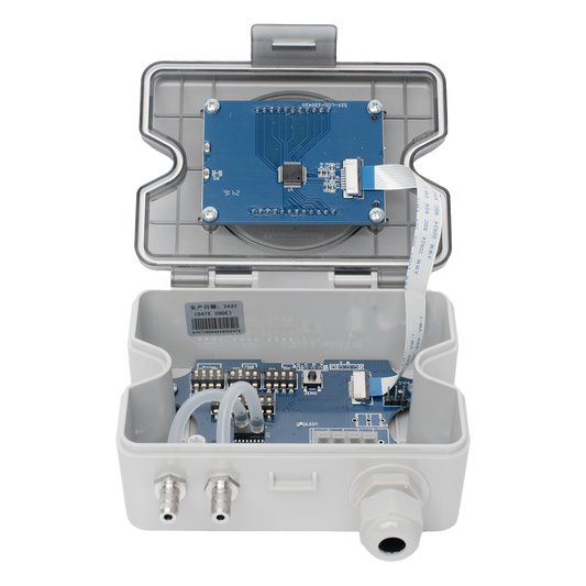Transmisor de presión diferencial de aire con comunicación Modbus RTU y pantalla LCD para sistemas HVAC