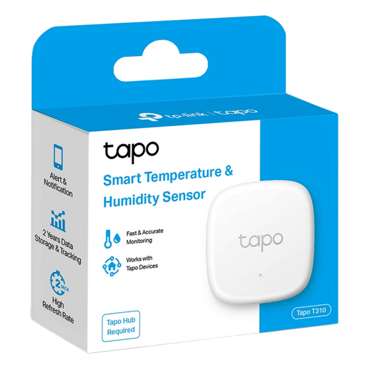 Sensor Inteligente de Temperatura y Humedad / Chip Sensor Suizo / Precisión ±0.3°C / ±3%RH / Actualización 2s / Batería 1+ Año / Compatibilidad Tapo