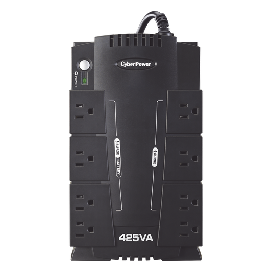 UPS de 425 VA/255 W, Topología Standby, Entrada 120 Vca NEMA 5-15P, Tipo Gabinete Compacto, Con 8 Tomas NEMA 5-15R