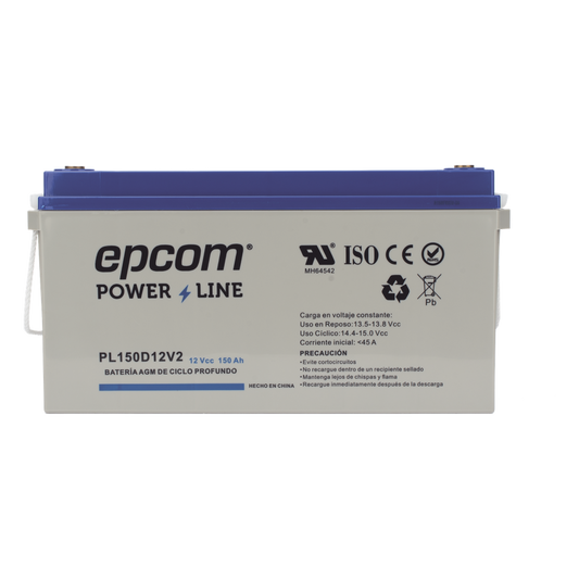 Batería AGM-VRLA Ciclo Profundo / 12 Vcc / 150 Ah / Carcasa UL94-HB / Terminales T5 / Aplicaciones Fotovoltaicas y de Emergencia