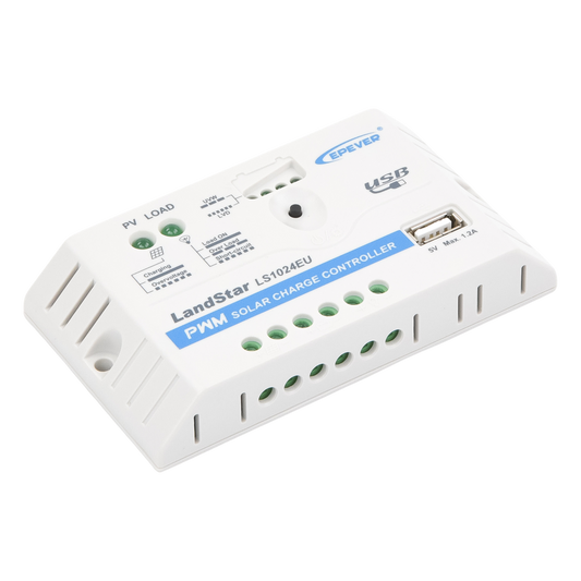 Controlador Solar PWM / 10A / 12/24V / Puerto USB / Indicadores LED / Tierra Positivo Común
