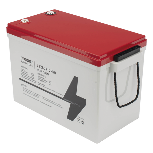 Batería de Litio LiFePO4 Ciclo Profundo / 12.8 Vcc / 280 Ah / 3.58 kWh / 6000 Ciclos / Descarga 140 A / Carga 100 A / BMS con Corte a 11.2 Vcc