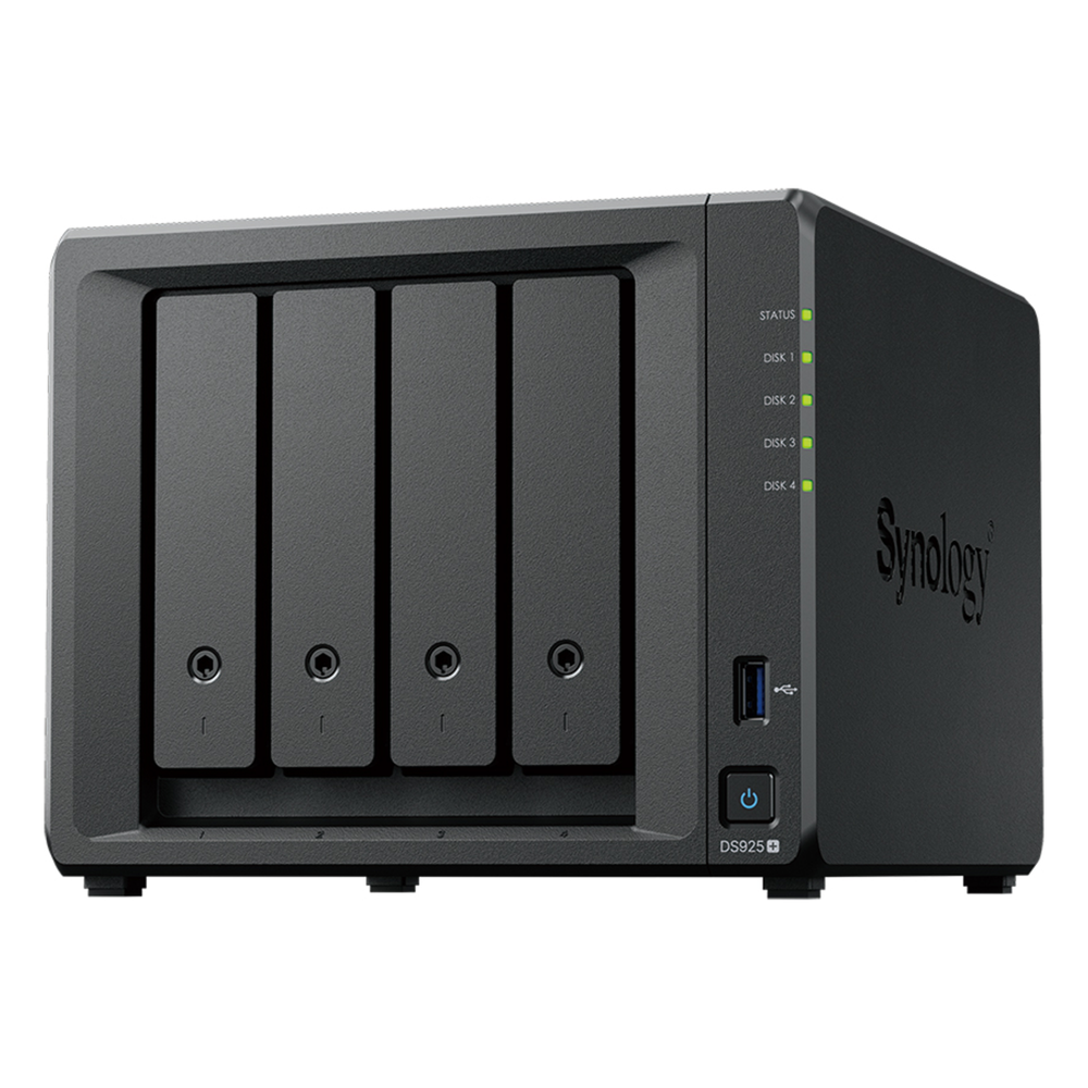 NAS DiskStation DS925+ | 4 Bahías | Expandible a 9 Bahías | 2 Puertos 2.5GbE | 2 Ranuras M.2 NVMe | AMD Ryzen V1500B | 4 GB DDR4 ECC | Hasta 565 MB/s