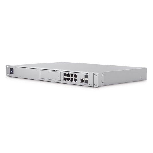 UniFi OS Console: Dream Machine Special Edition, 8 puertos LAN RJ45 con POE, 1 LAN SFP+, 1 WAN 2.5G RJ45 y 1 WAN SFP+, 128 GB de memoria interna.