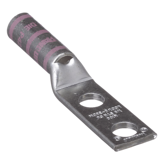 Zapata de compresión LCC1/0-38DW-X para cal. 1/0 Awg, Doble barreno para tornillo prisionero de 3/8, 1 Pz