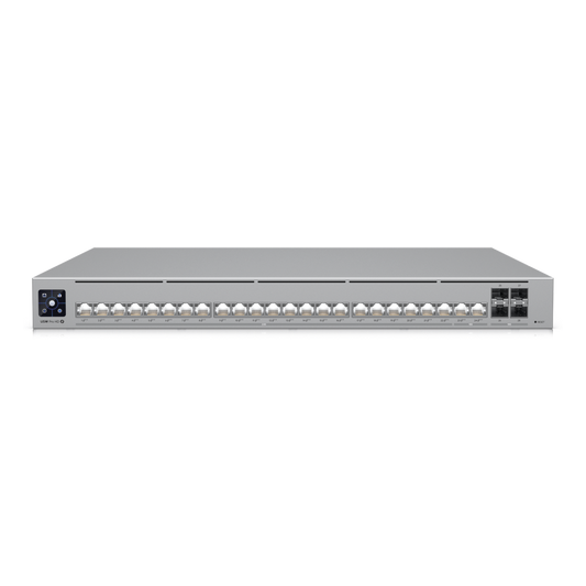 UniFi Switch Pro HD Capa 3, 24 puertos Etherlighting POE++ / (22) puertos 2.5 GbE, (2) puertos 10GbE, todos POE++, (4) puertos 10G SFP+, 600W