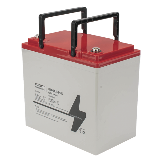Batería de Litio LiFePO4 Ciclo Profundo / 12.8 Vcc / 100 Ah / Válvula de Alivio / Descarga Máxima 100 A / Solar y Marina