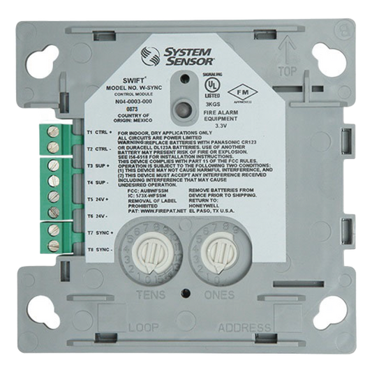 Módulo de Sincronización Inalámbrico / Compatible con Paneles Notifier, Fire-Lite, Silent Knight y Farenhyt / Incluye Baterías