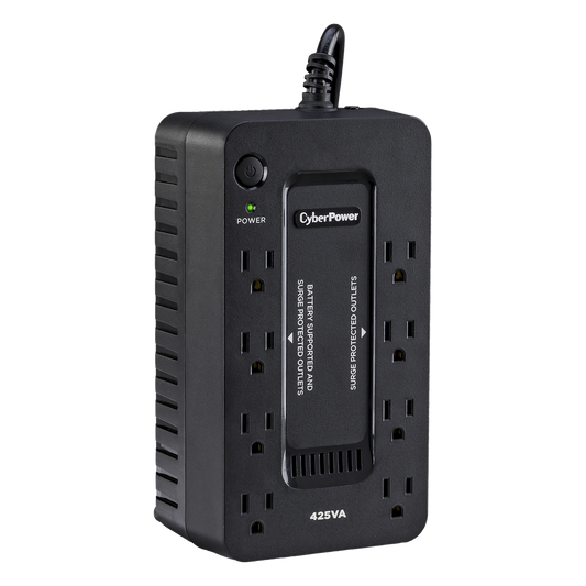 UPS de 425 VA/255 W, Topología Standby, Entrada 120 Vca NEMA 5-15P, Tipo Gabinete Compacto, Con 8 Tomas NEMA 5-15R