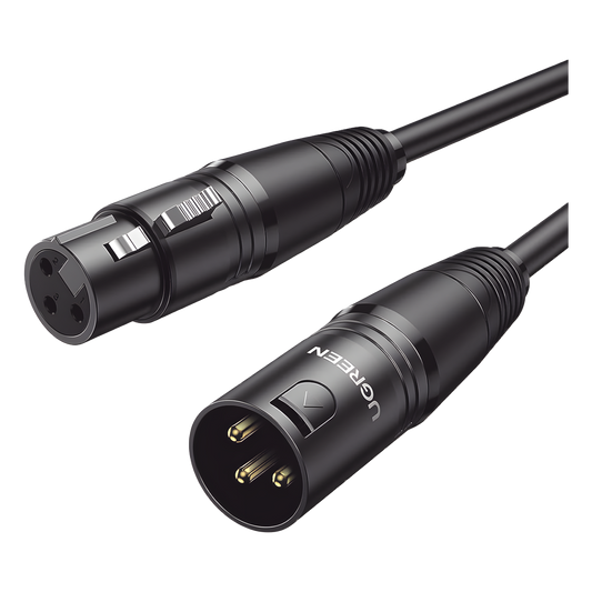 Cable para Micrófono XLR Tipo Canon Macho a Hembra / 10 Metros / Plug & Play / Antiinterferencias / Triple Blindaje / Alta Calidad / Color Negro