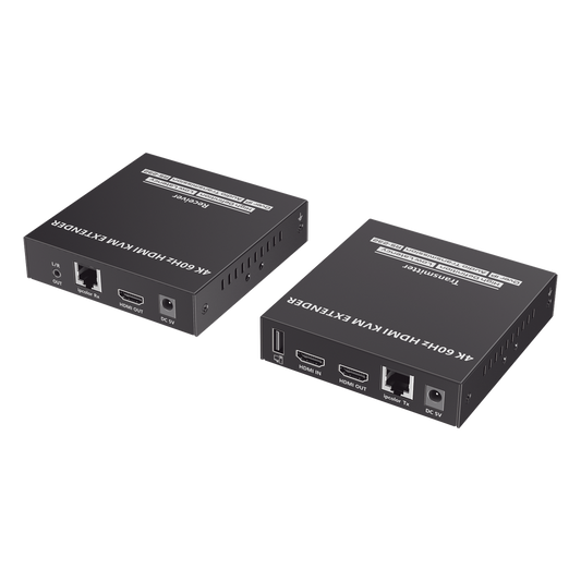 Kit Extensor KVM (HDMI y USB) hasta 120 metros | Transmite el Video y Controla tu DVR vía USB a distancia | Soporta resolución 4K @60Hz | Cat 6, 6a y