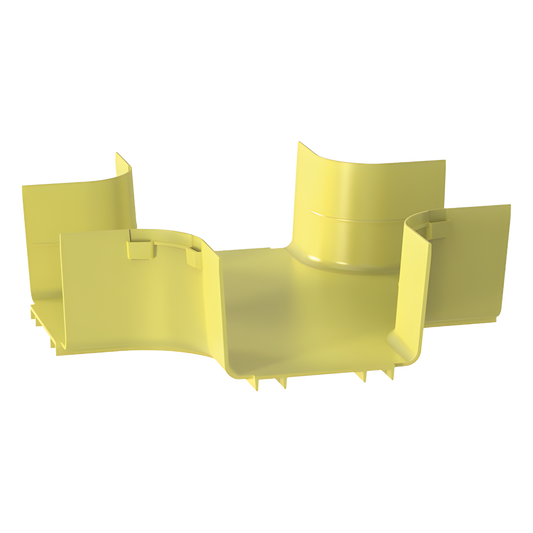 Accesorio de 4 Vías Horizontal, Con Ángulos a 90º, Para Canaletas FiberRunner™ 6X4, Color Amarillo