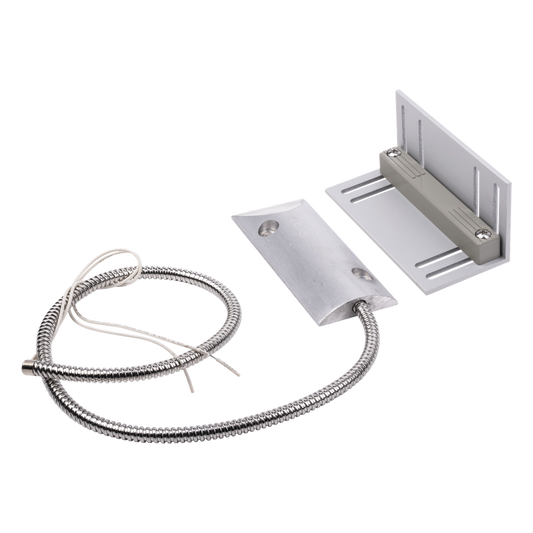 Contacto Magnético para Piso Uso Rudo / GAP 75 mm (3 in) / Cable Blindado 55 cm / Placa de Montaje en L / 12 VCC